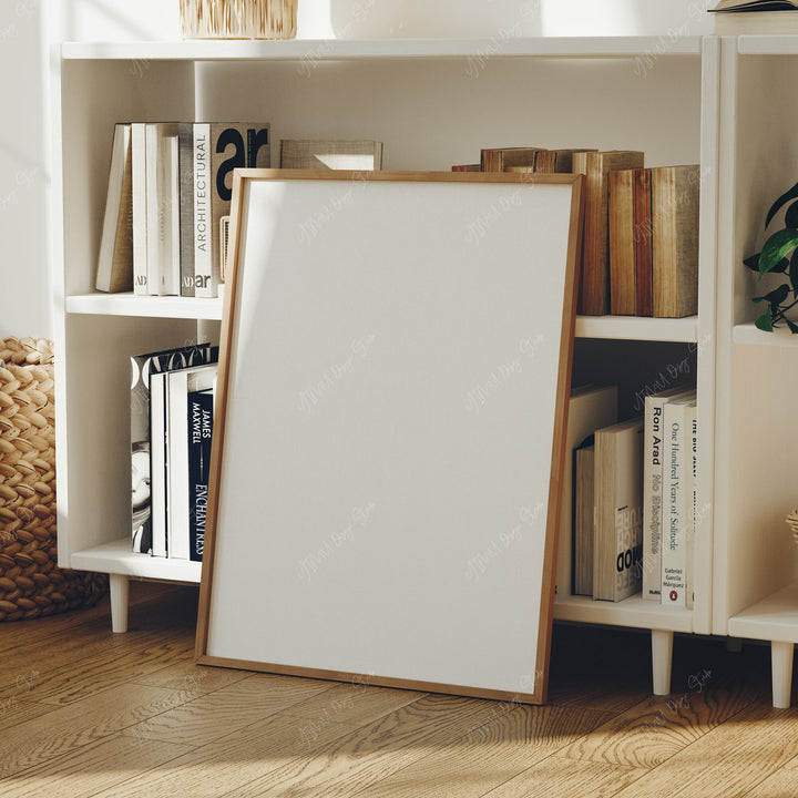Wood Frame Mockup in home Interior,3x4 Ratio Frame Mock-Up with Reflection,Picture Frame Mockup