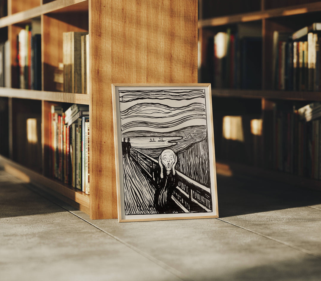 3x4 Wood Frame Mockup in Library,Thin Frame,Vertical Frame Mock-Up