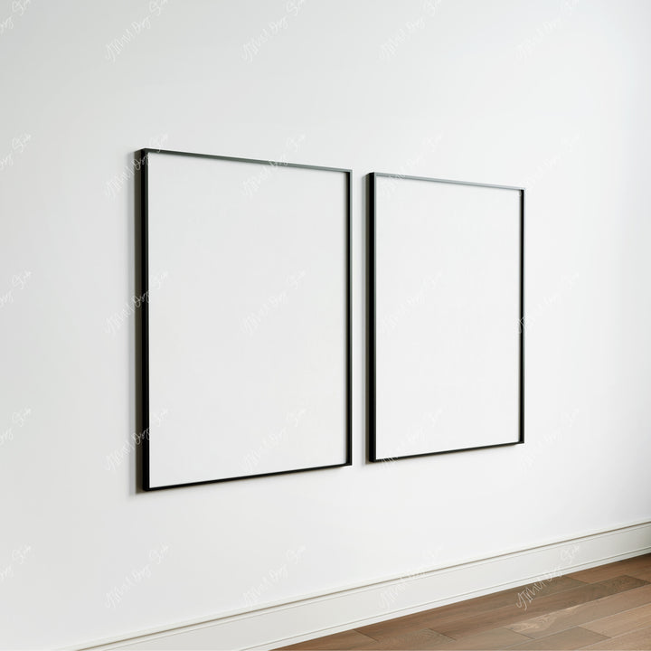 2 Black Frames Mockup with Reflection,5x7 Wall Art Mockups