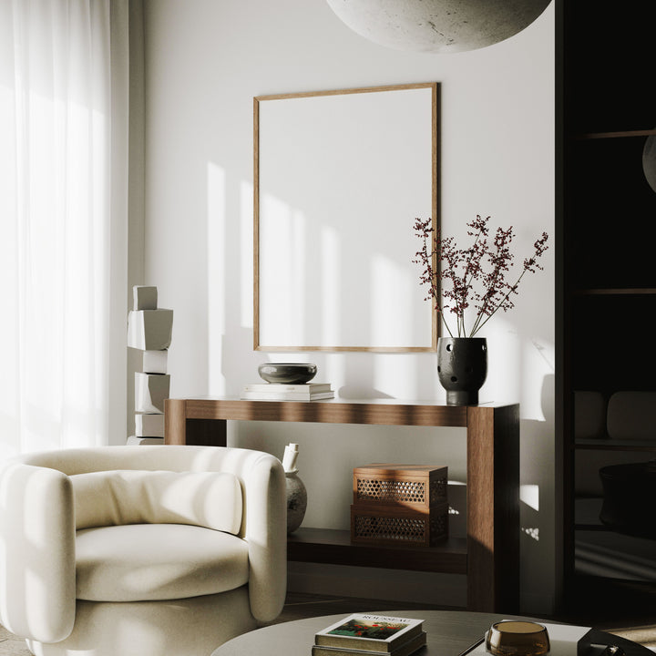 3x4 Vertical Wood Frame Mockup with Reflection,Wall Art Mockup,Poster Mockup