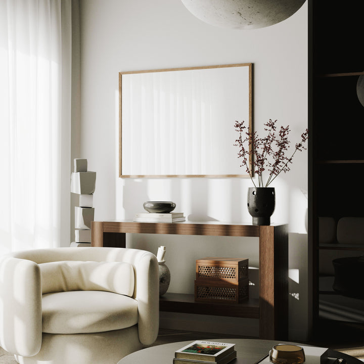 4x3 Horizontal Wood Frame Mockup with Reflection,Picture Frame Mockup