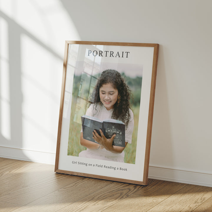 Wood Frame Mockup in home Interior,3x4 Ratio Frame Mock-Up with Reflection