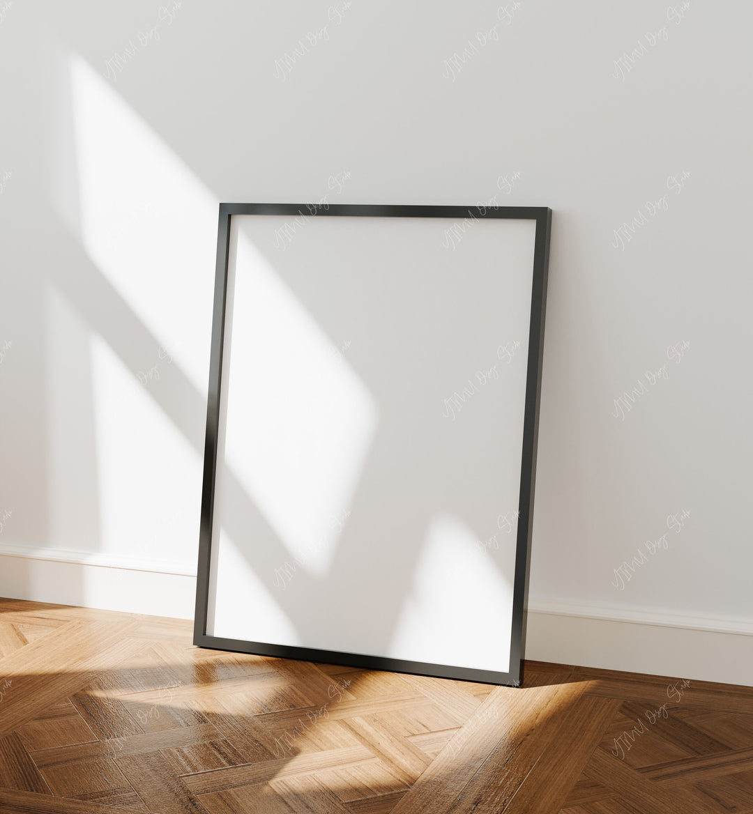 Black Frame Mockup in home Interior,3x4 Vertical Frame Mock-Up with Reflection,Wall Art Mockup