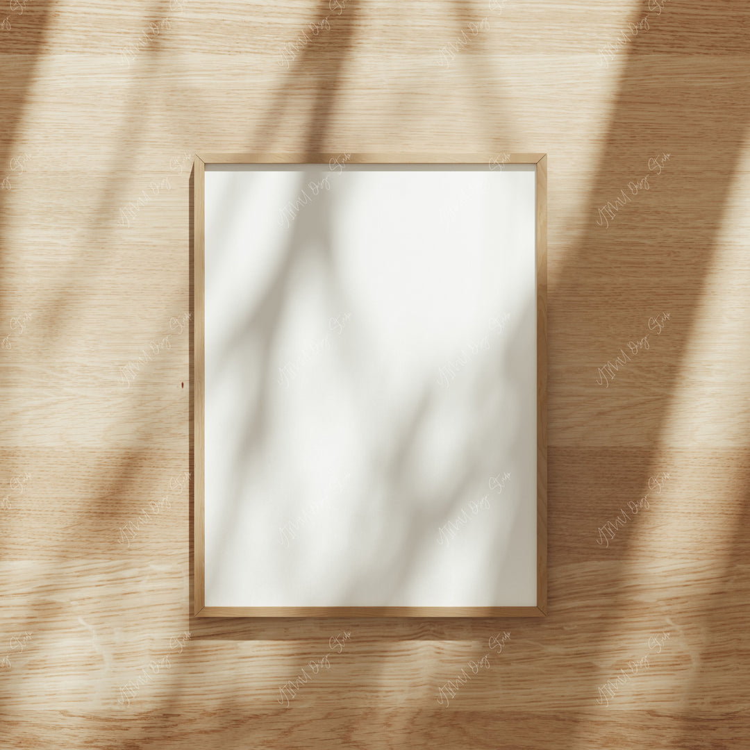 Wood Frame Mockup on Wood Floor,3x4 Ratio Frame Mockup,Picture Frame Mockup,Digital Templates
