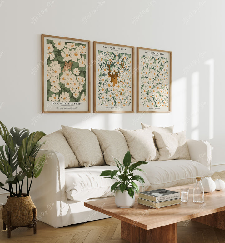 Set of 3 Wood Frame Mockup in Living Room,5x7 Frame Mock-Up,Art Print Display