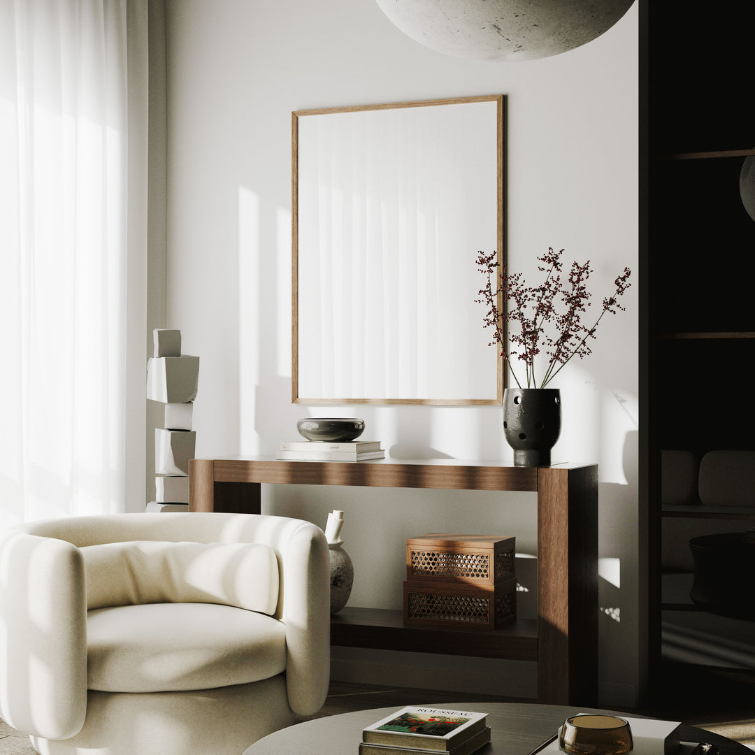 3x4 Vertical Wood Frame Mockup with Reflection,Wall Art Mockup,Poster Mockup