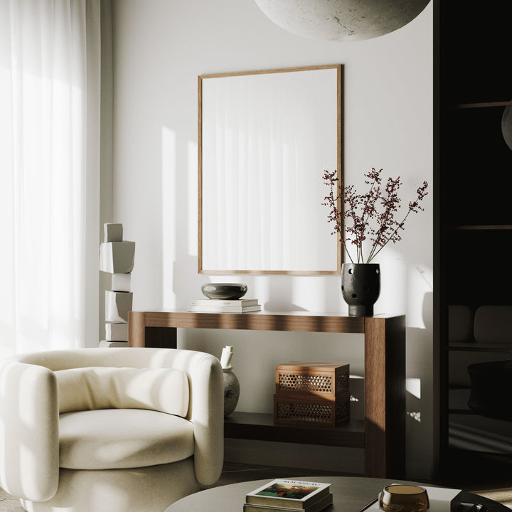 3x4 Vertical Wood Frame Mockup with Reflection,Wall Art Mockup,Poster Mockup