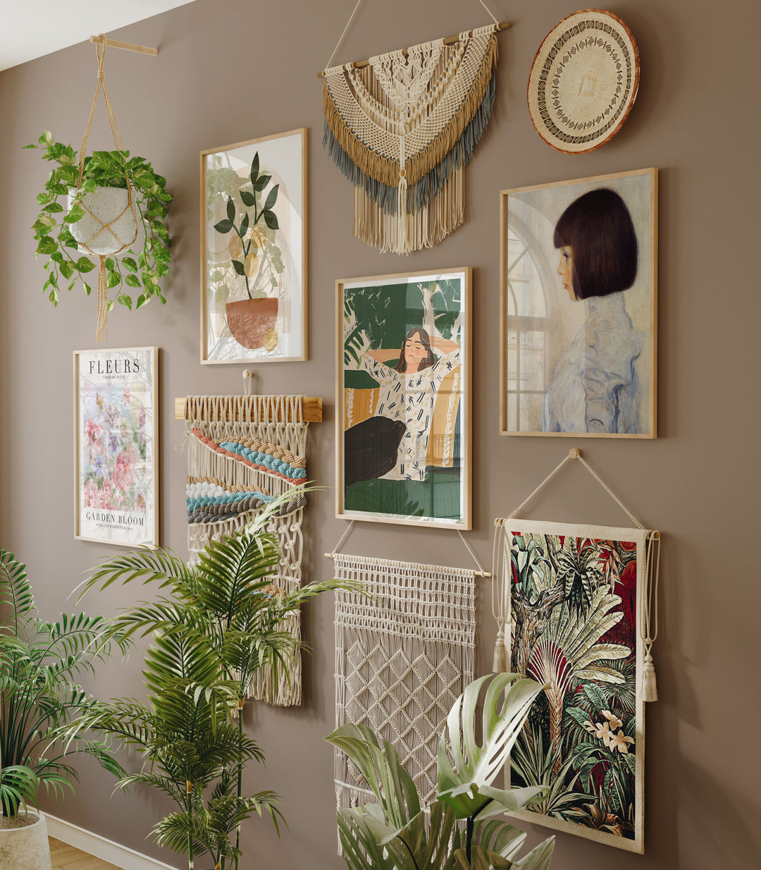 Set of 4 Gallery Wall Frame Mockup,3x4 Wood Frame Mock-Up,Wall Art Mockup,Artwork Wall Mockup