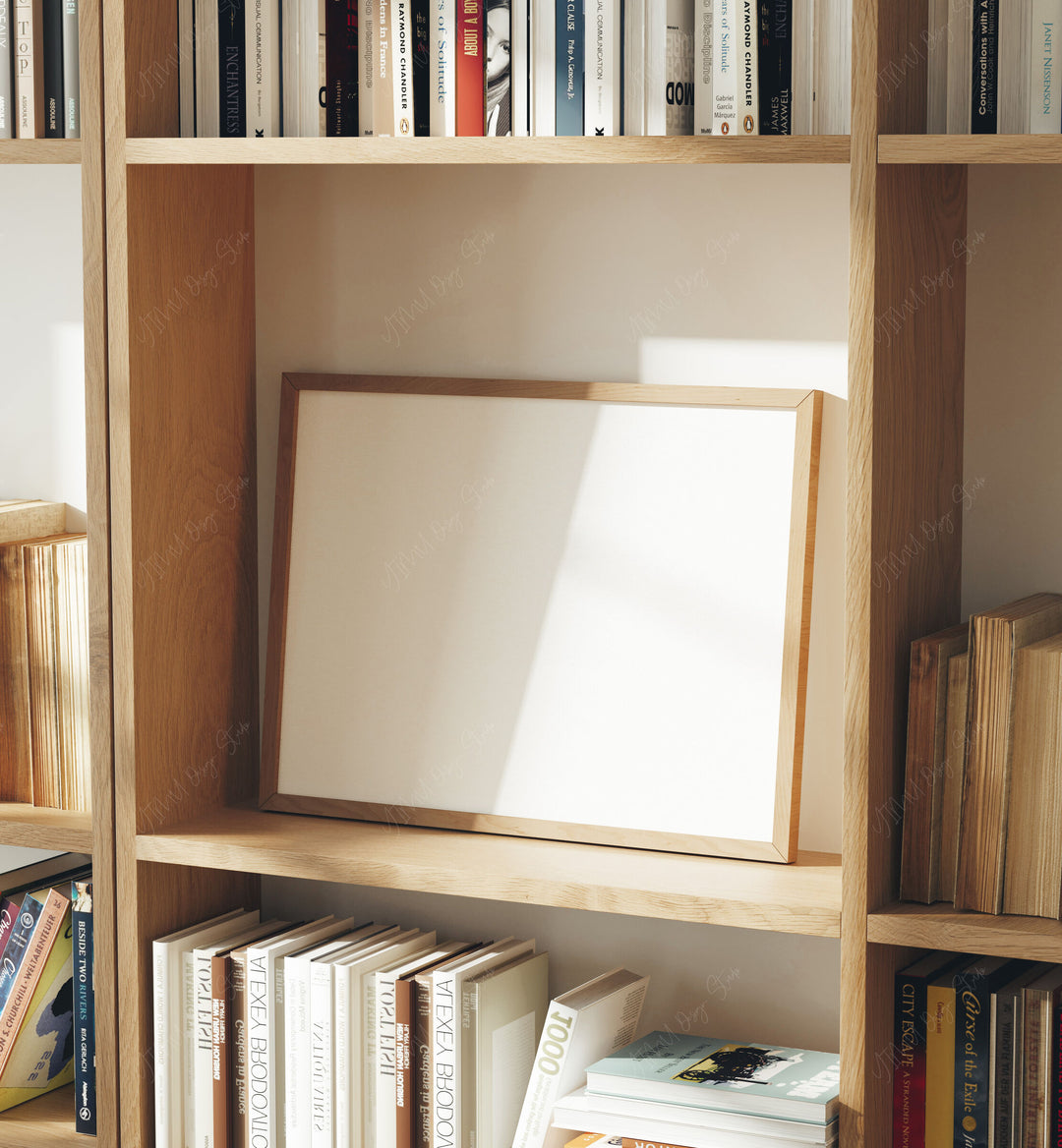 4x3 Horizontal Wood Frame Mockup with Reflection
