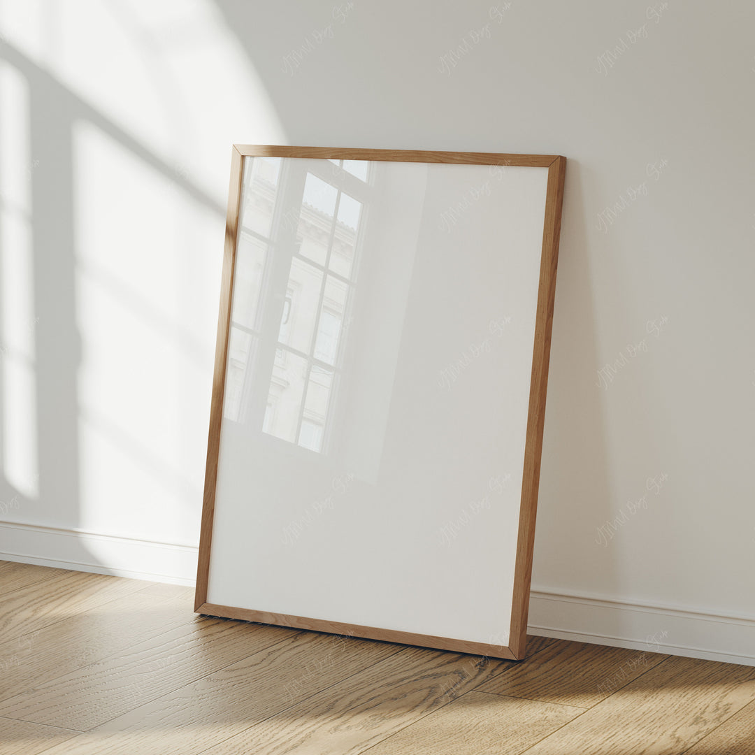 Wood Frame Mockup in home Interior,3x4 Ratio Frame Mock-Up with Reflection