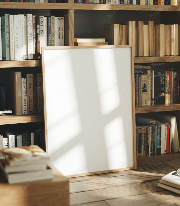 3x4 Ratio Wood Frame Mock-Up with Reflection,Picture Frame Mockup,Interior Art Mockup,Print Poster Mockup