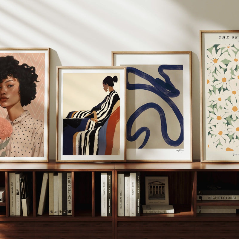 5x7 gallery frame set video mockup with four animated scenes