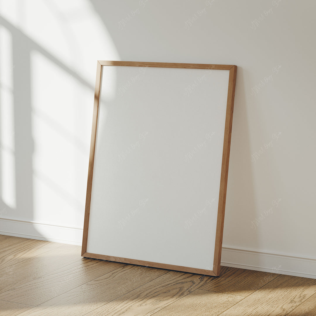 Wood Frame Mockup in home Interior,3x4 Ratio Frame Mock-Up with Reflection