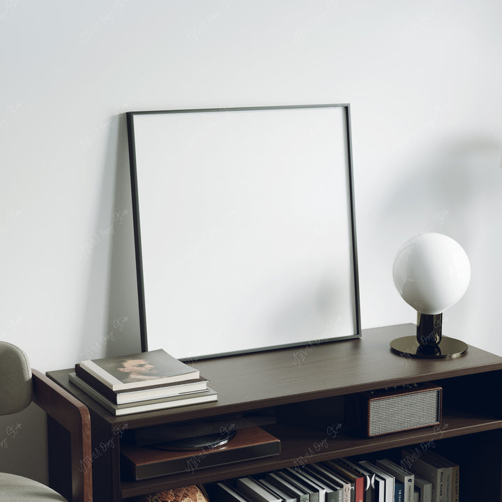 Square Black Frame Mockup in home Interior,Picture Frame Mockup