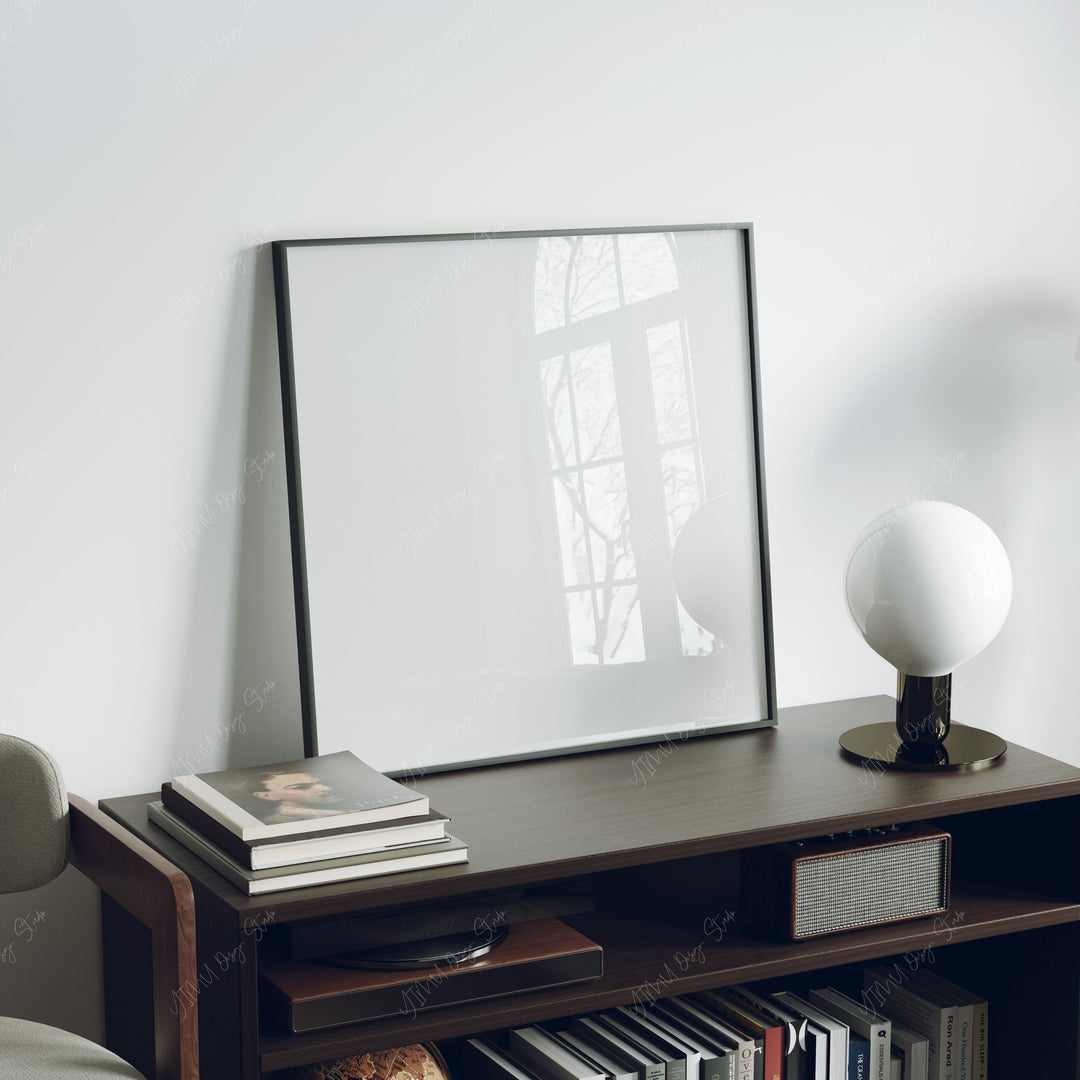 Square Black Frame Mockup in home Interior,Picture Frame Mockup