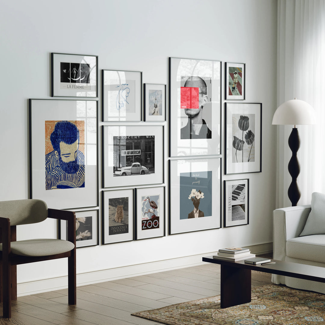 Gallery Art Black Frames Mockup,5x7 Ratio,Psd Smart Object