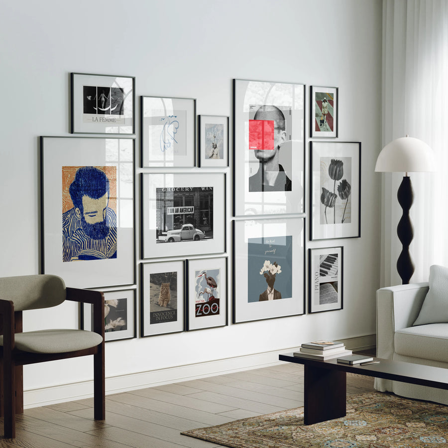 Gallery Art Black Frames Mockup,5x7 Ratio,Psd Smart Object