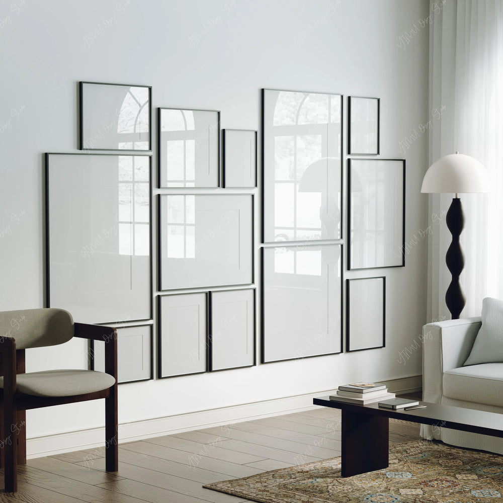 Gallery Art Black Frames Mockup,5x7 Ratio,Psd Smart Object