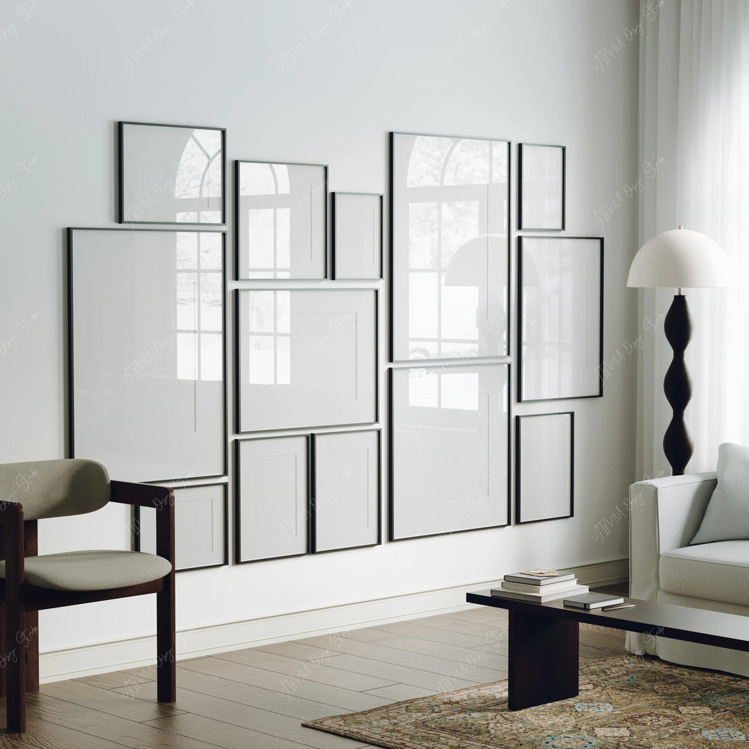 Gallery Art Black Frames Mockup,5x7 Ratio,Psd Smart Object