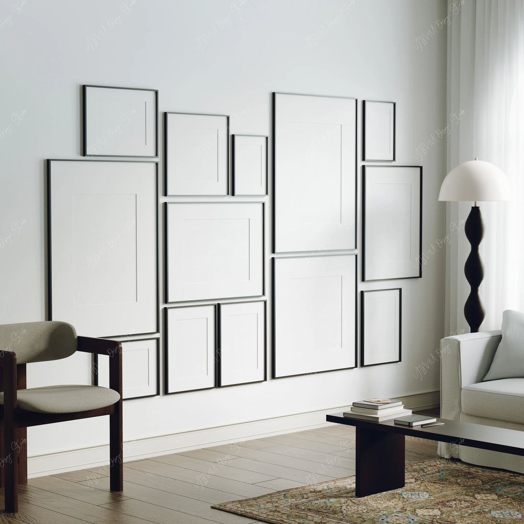 Gallery Art Black Frames Mockup,5x7 Ratio,Psd Smart Object