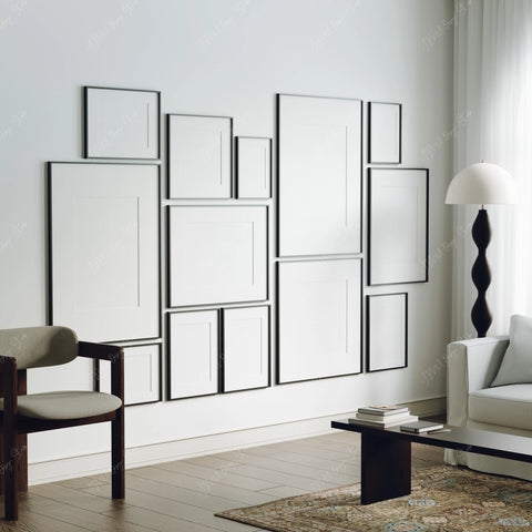 Gallery Art Black Frames Mockup,5x7 Ratio,Psd Smart Object