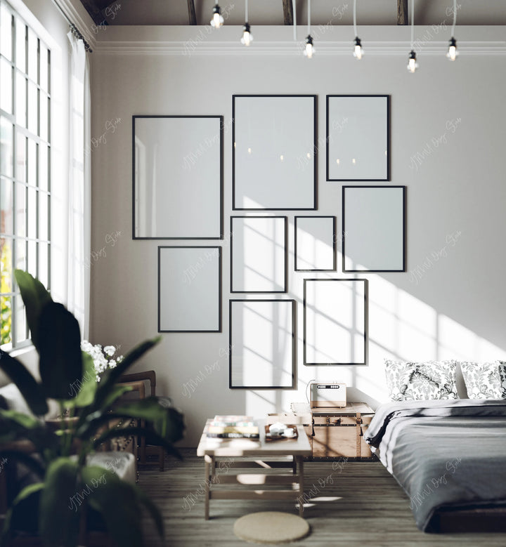 Gallery Black Frame Mockups, 5x7 Wall Art, Multiple Frames (Digital Download)