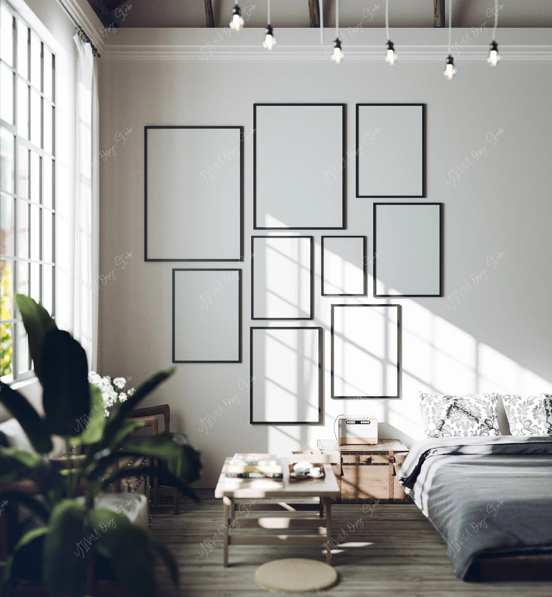 Gallery Black Frame Mockups, 5x7 Wall Art, Multiple Frames (Digital Download)