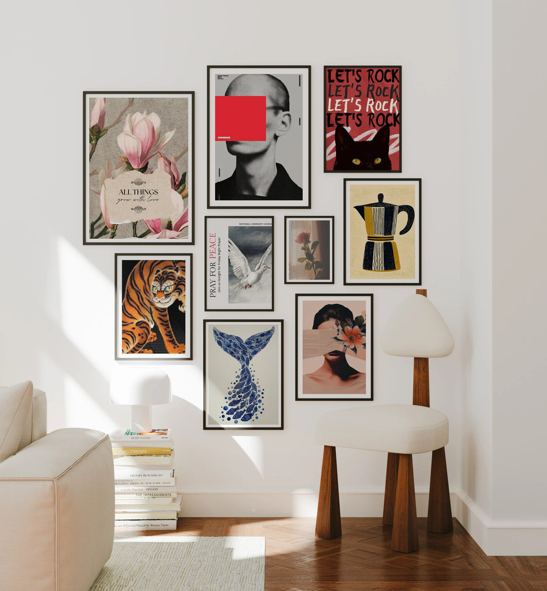 Gallery Wall Art Mockups, Multiple Frames, PSD Smart Object (Digital Download)