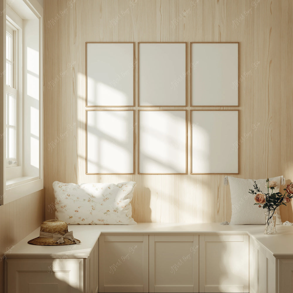 Gallery Wall Frame Mockup Set, 5x7 Wood Frame, PSD Smart Object (Digital Download)