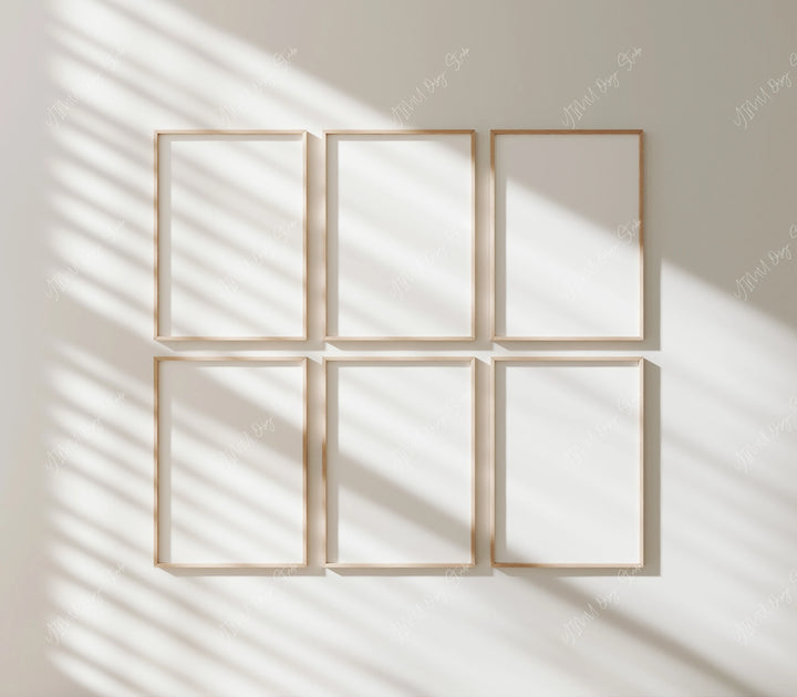 Gallery Frame Set Mockups,6 Frames Boho Wood Frame Mockup 3x4 Vertical Frame Mockup,MInimalist Frame Mockup,Poster Mockup,Art Print Mockup