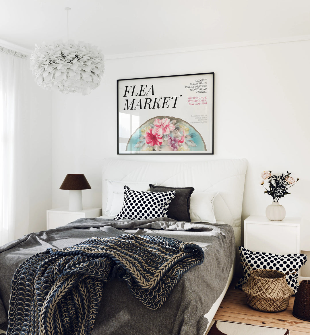 Horizontal Black Frame Mockup in Bedroom,4x3 Ratio Frame Mock-Up,Print Poster Mockup,Wall Art Mockup,Psd Template,Smart Object