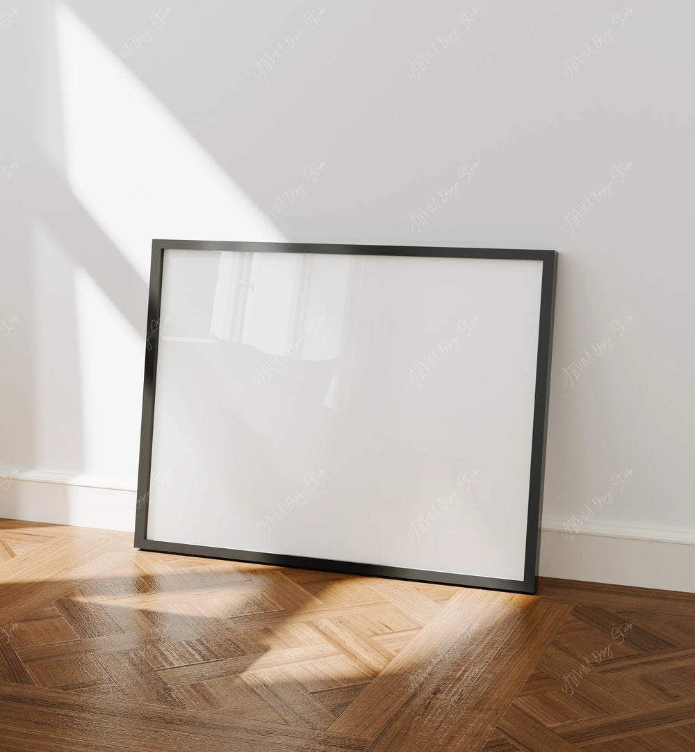 Horizontal Black Frame Mockup with Reflection,4x3 Wall Art Mockups,Picture Frame Mockup,Psd Smart Object