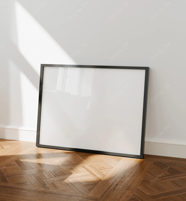 Horizontal Black Frame Mockup with Reflection,4x3 Wall Art Mockups,Picture Frame Mockup,Psd Smart Object