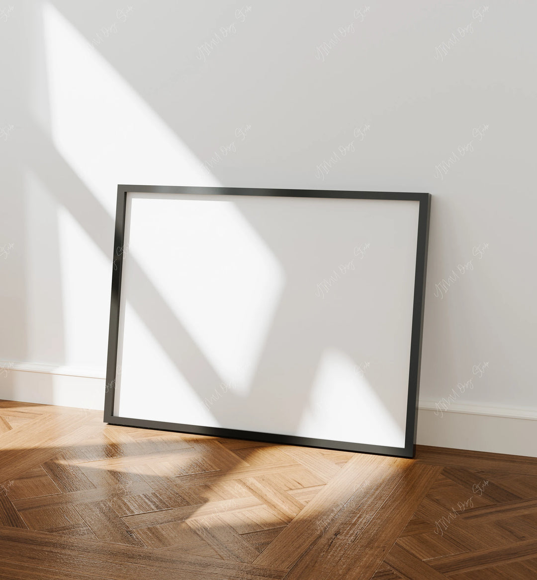 Horizontal Black Frame Mockup with Reflection,4x3 Wall Art Mockups,Picture Frame Mockup,Psd Smart Object