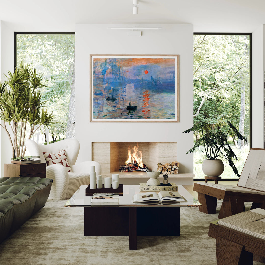Horizontal Wood Frame Mockup in Living Room - 4x3 Ratio - preview 1