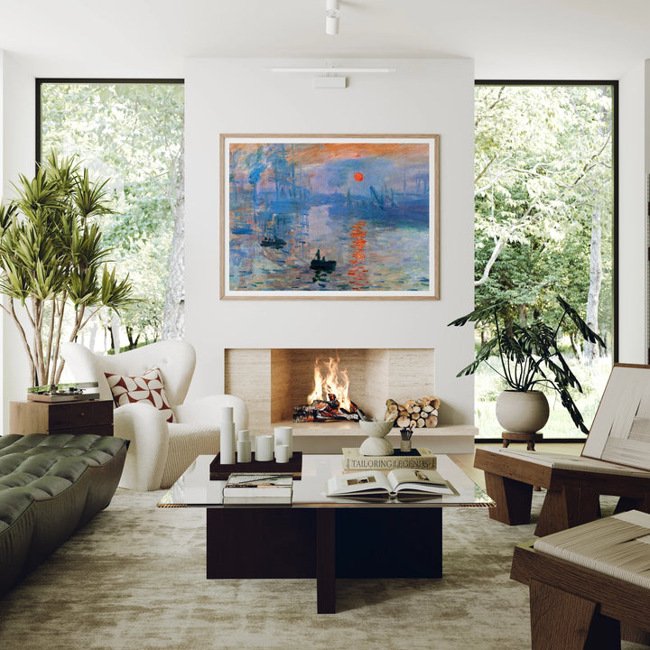 Horizontal Wood Frame Mockup in Living Room - 4x3 Ratio - preview 1