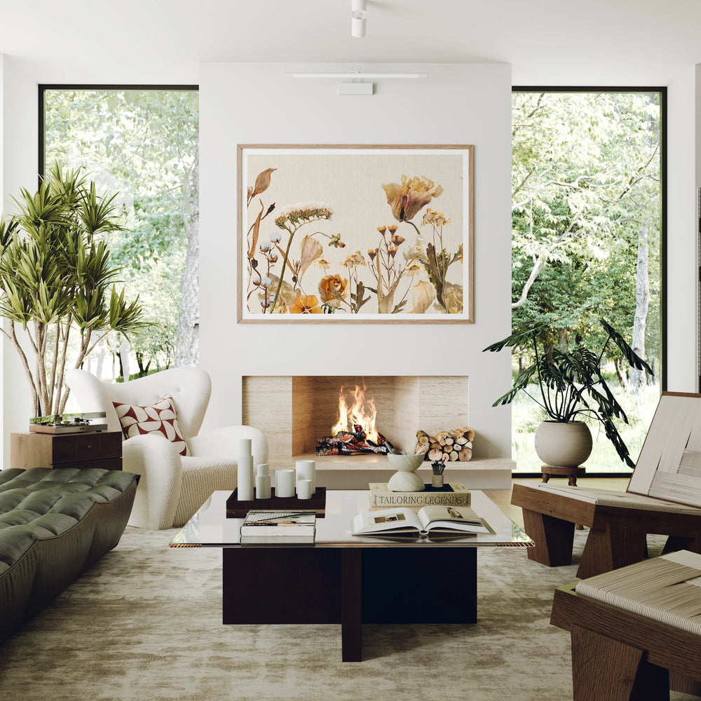 Horizontal Wood Frame Mockup in Living Room - 4x3 Ratio - preview 2