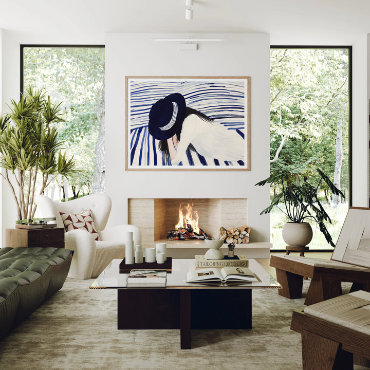 Horizontal Wood Frame Mockup in Living Room - 4x3 Ratio - preview 4