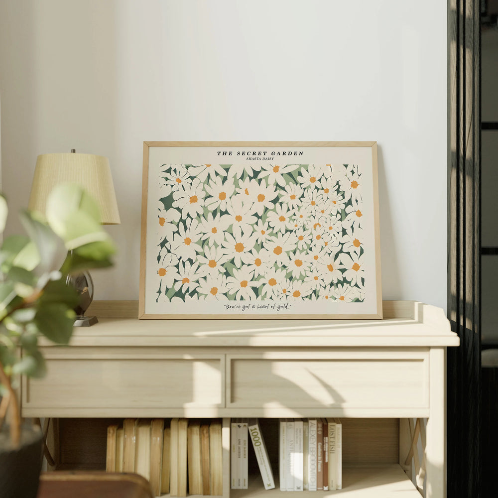 Horizontal Wood Frame Mockup on Sunlit Console - 4x3 Ratio - preview 2