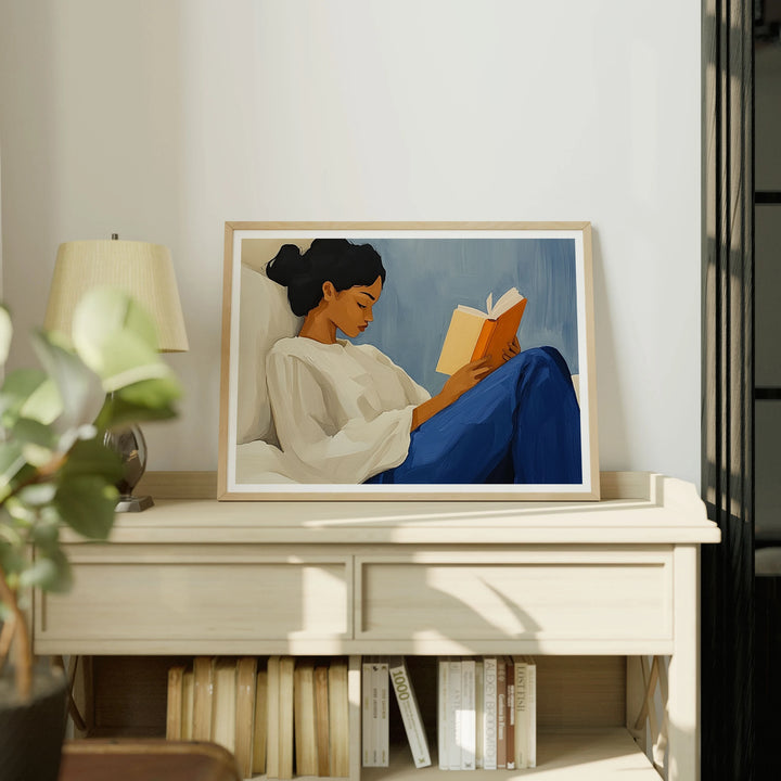 Horizontal Wood Frame Mockup on Sunlit Console - 4x3 Ratio - preview 4