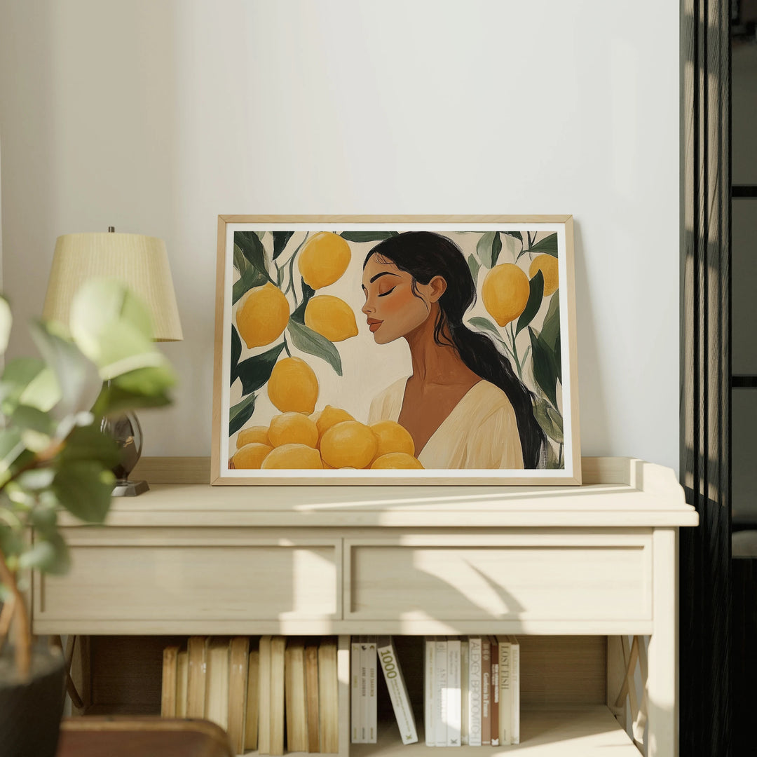 Horizontal Wood Frame Mockup on Sunlit Console - 4x3 Ratio - preview 5