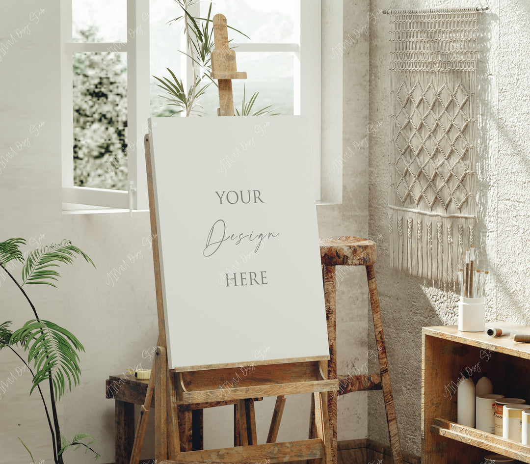 Canva Mockup in Home Art Studio,Digital Art Mockup