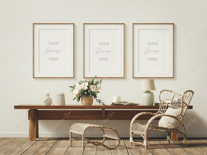 3 Frames Mockup,5x7 Boho Interior Mockup,Vintage Frame Mockup