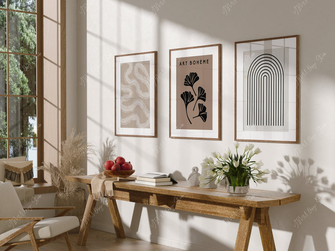 Set of 3 Wood Frame Mockup,Boho Frame Mockup