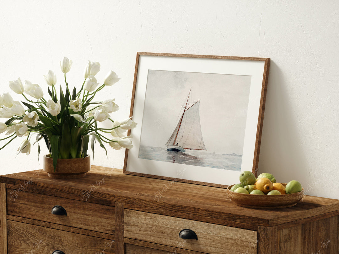 Horizontal Wood Frame Mockup in Farmhouse Interior