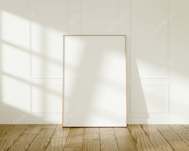 Thin Wood Frame Mockup,Minimalist 5x7 Ratio Art Print Mockup