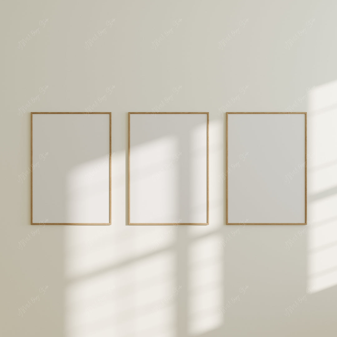 3 Wood Frame Mockups,5x7 Ratio Minimalist Vertical Frame,Wall Art Mockup