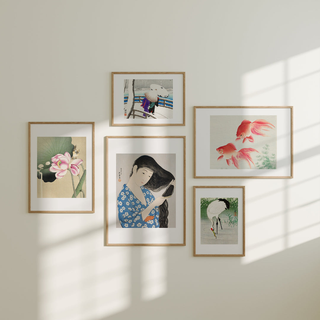 Gallery Wall Set,5 Wood Frame Mockups,5x7 Ratio Minimalist Frame Mockup