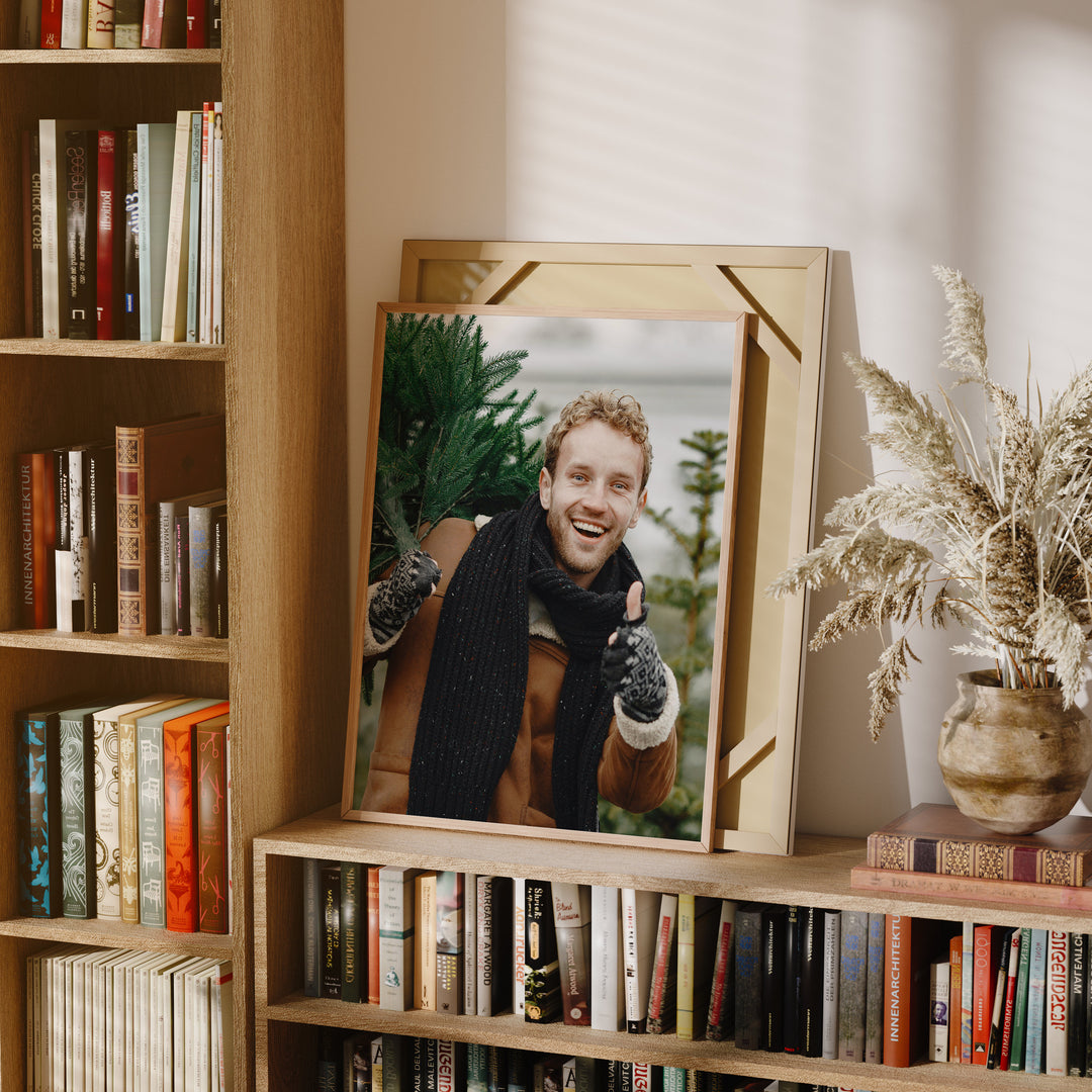 Wood Frame Mockup in Living Room,3x4 Ratio Frame,Poster Mockup