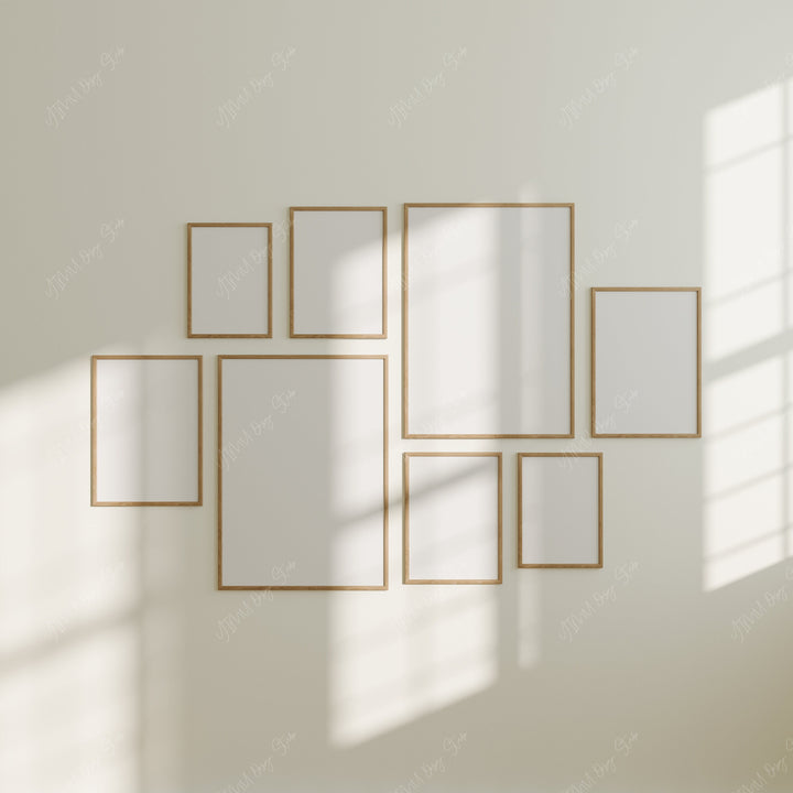 Gallery Wall Set Mockup,8 Frames,5x7 Ratio Wall Art Mockup